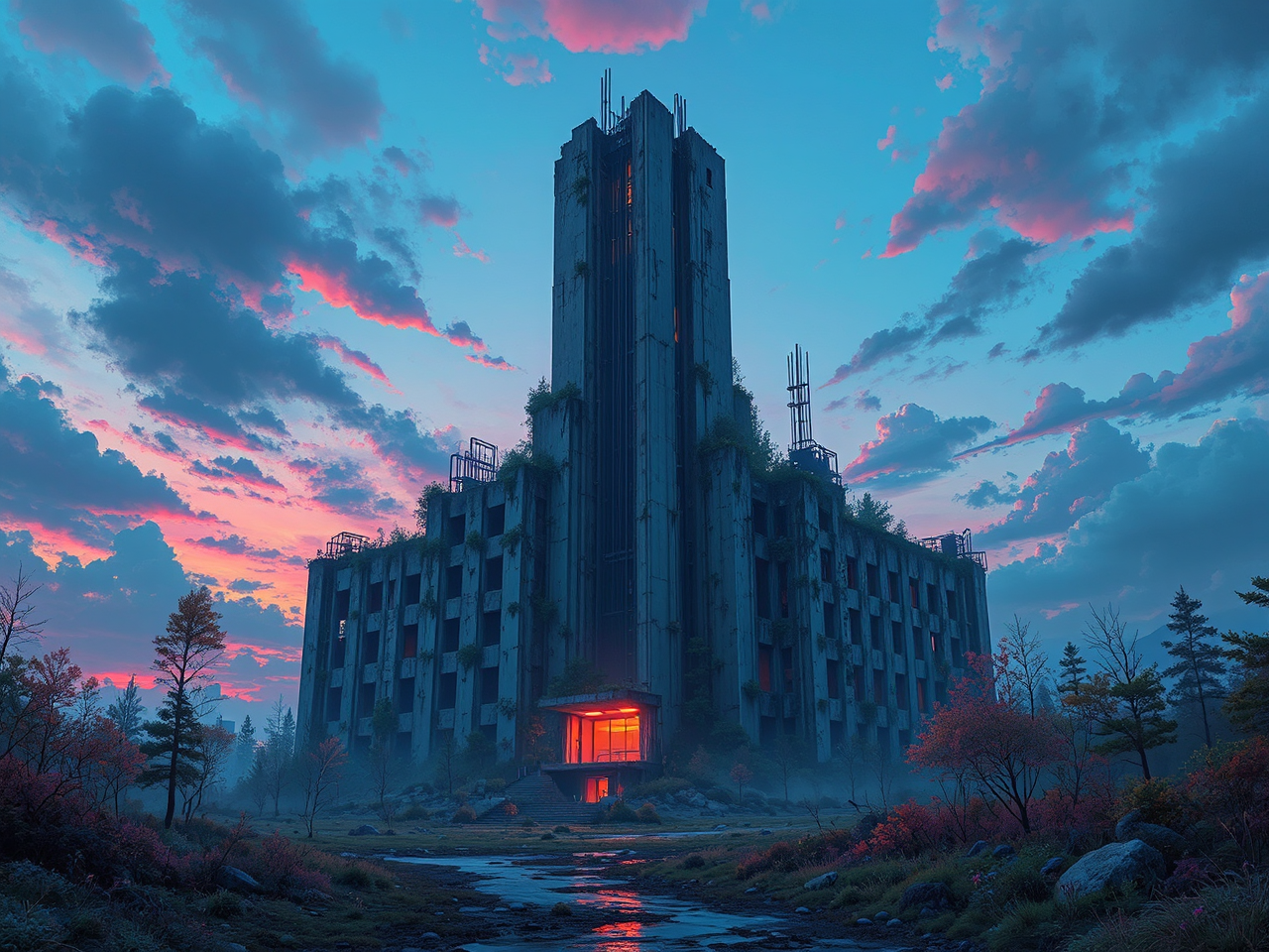 Abandoned building reclaimed by