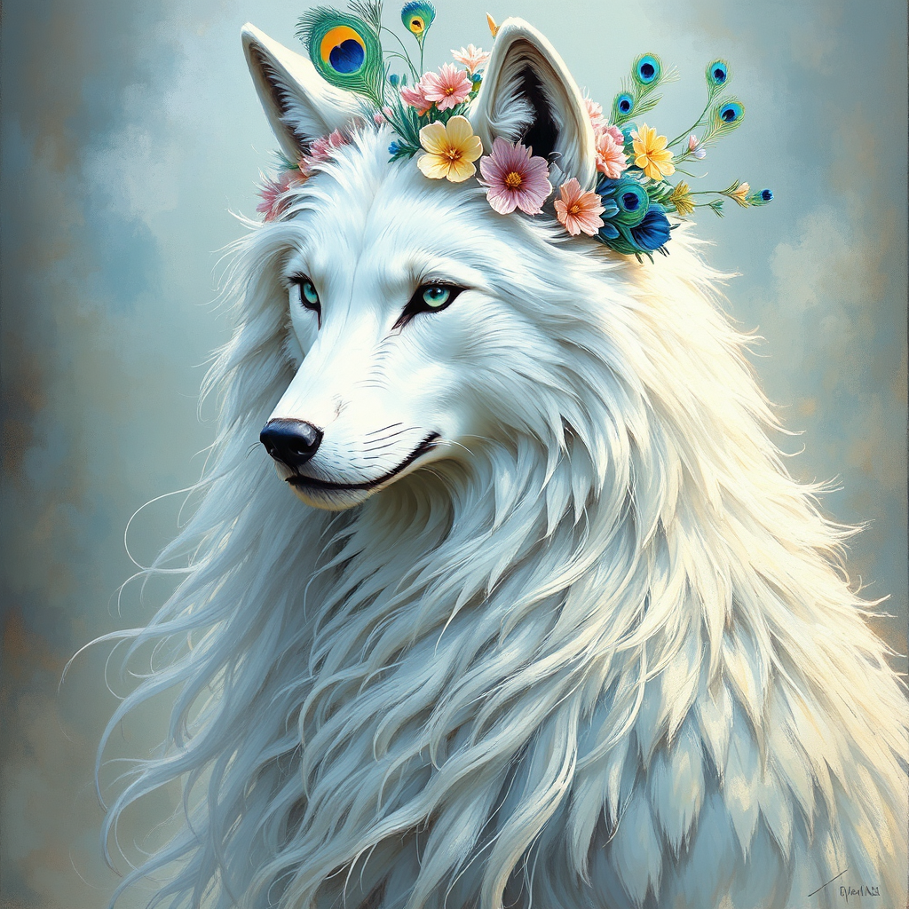 Spirit wolf in colorful