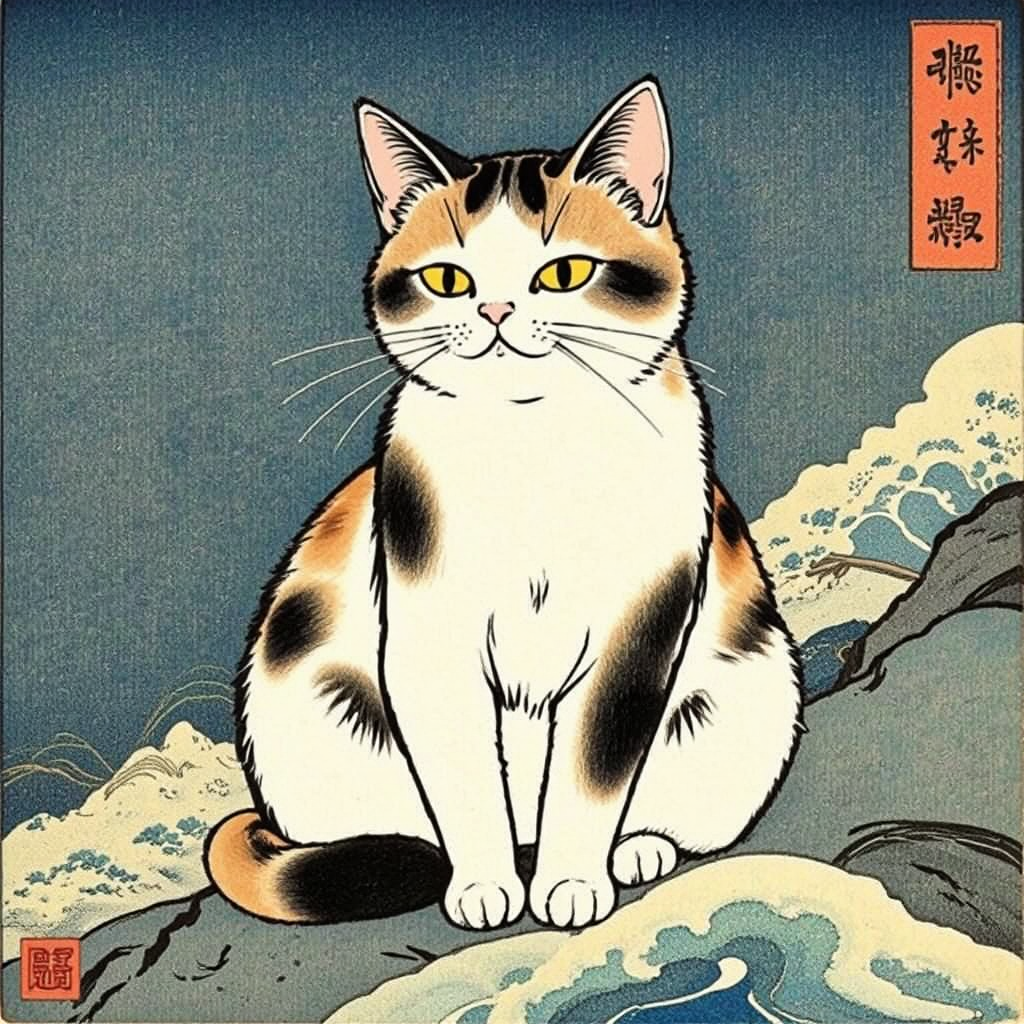 Japanese cat in traditional