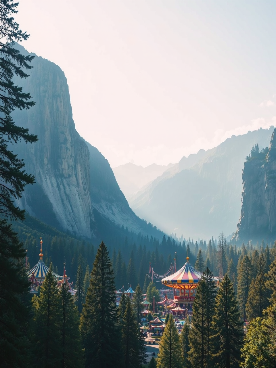 Amusement park amidst Yosemite