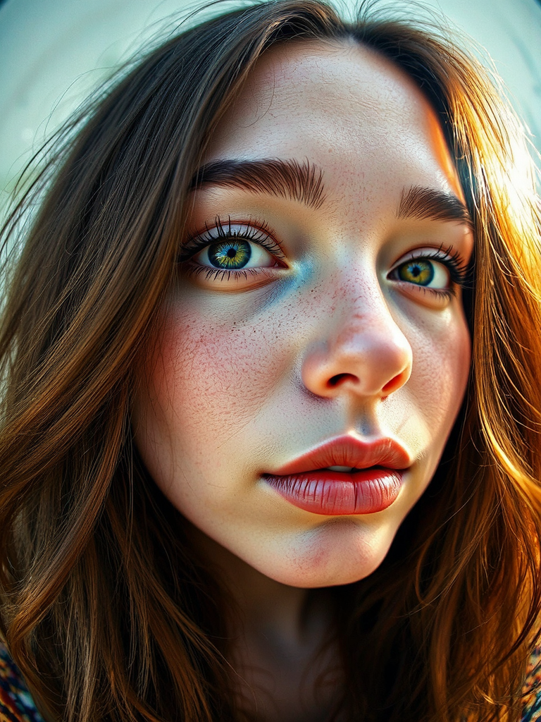 Woman with extreme lens