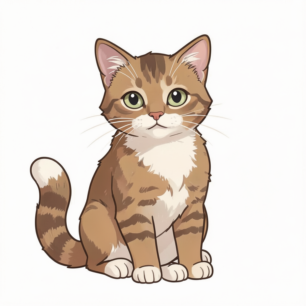 Fluffy orange cat with soft fur, sitting on a wooden windowsill, sunlight dappling its face. Warm...