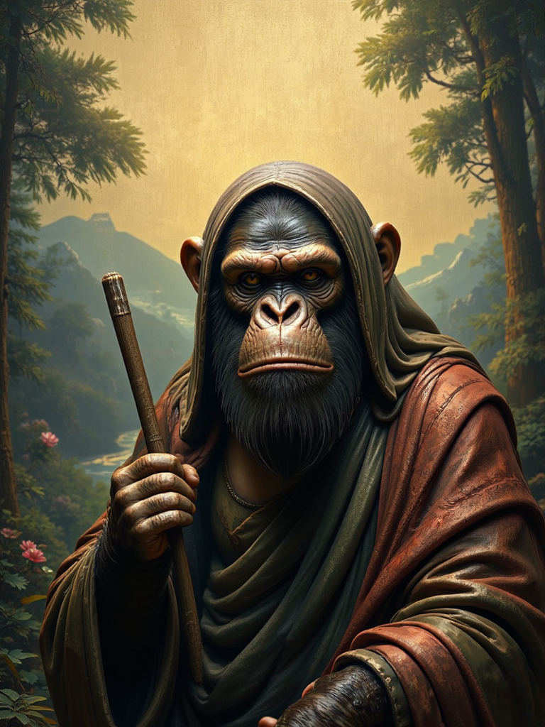 Ape paints Mona Lisa