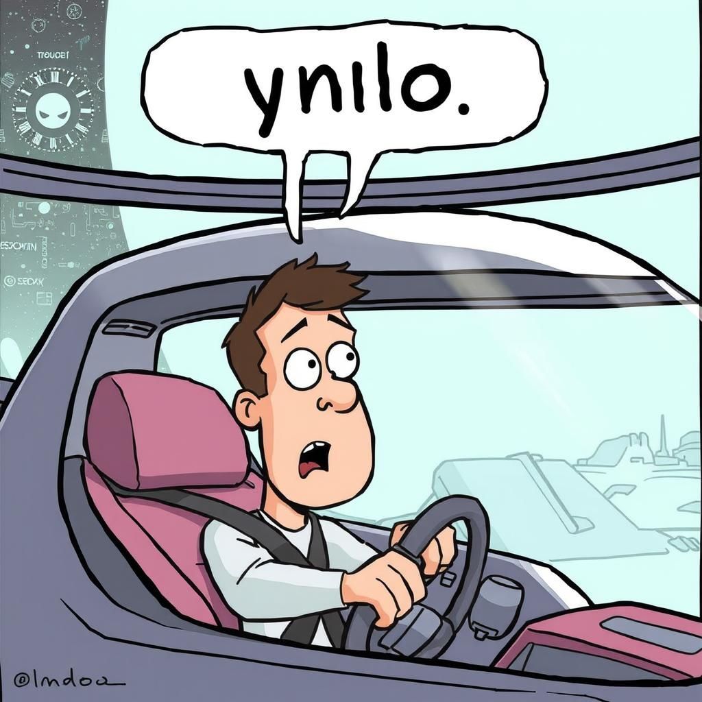 Alien Driving a Futuristic