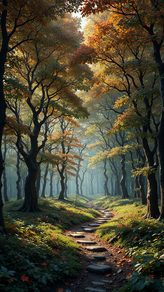 A golden-hued maple forest