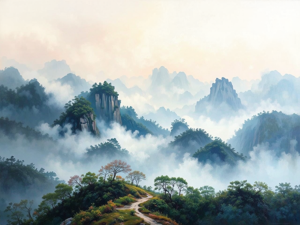 Misty mountain landscape in