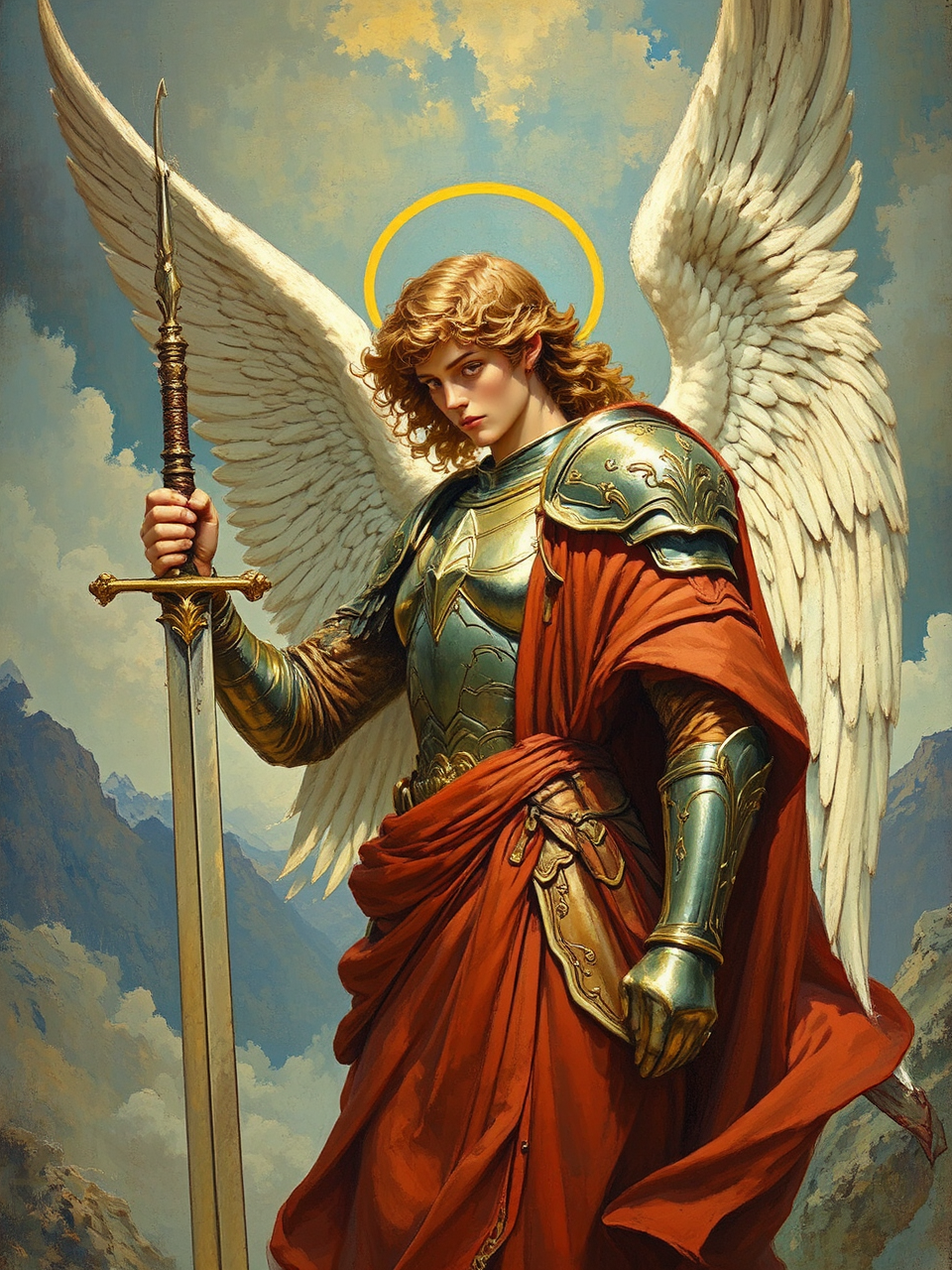 Angel in medieval-style armor.