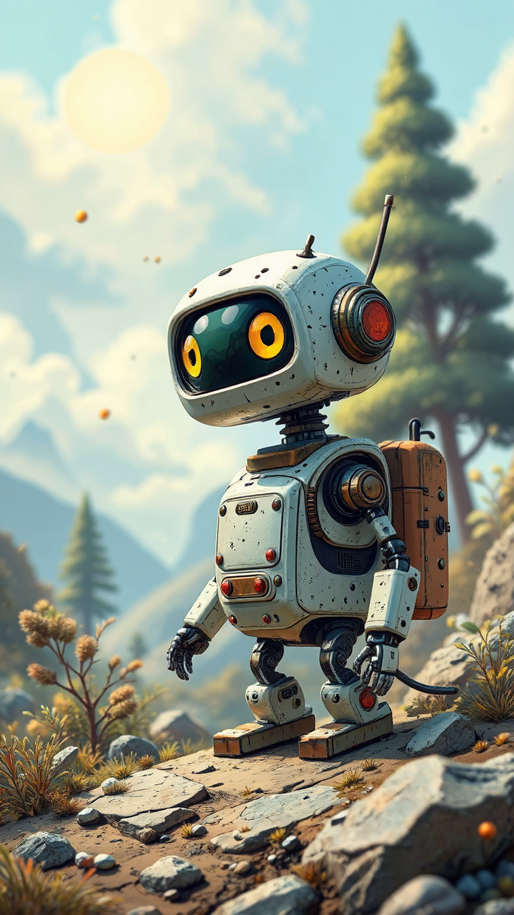 A young robot explores