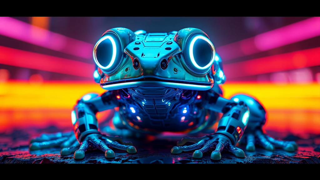Biomechanical frog with glowing