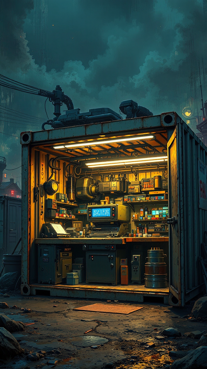 Sci-fi machine shop inside