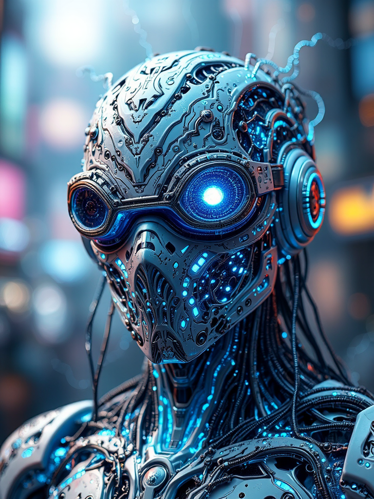Robot with intricate mask