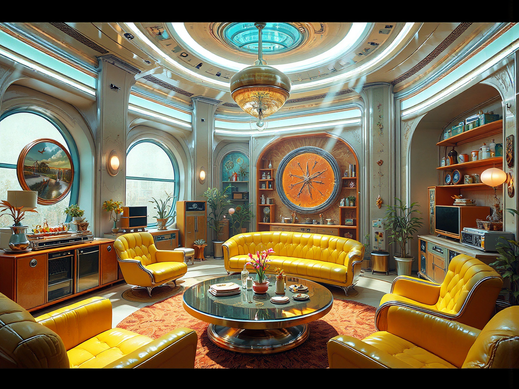 Retro futuristic art deco