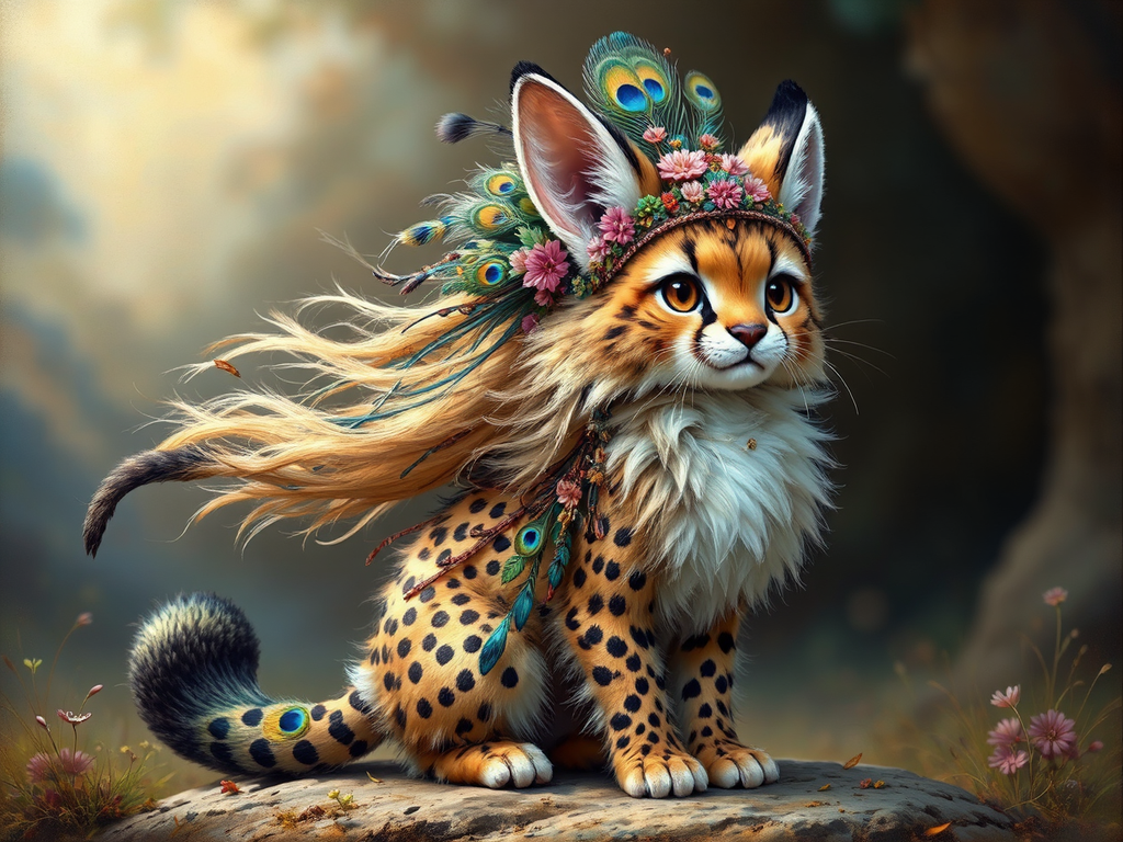 Baby cheetah-bunny hybrid character.