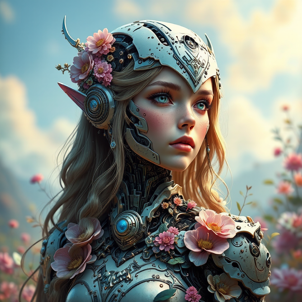 Steampunk robot girl with
