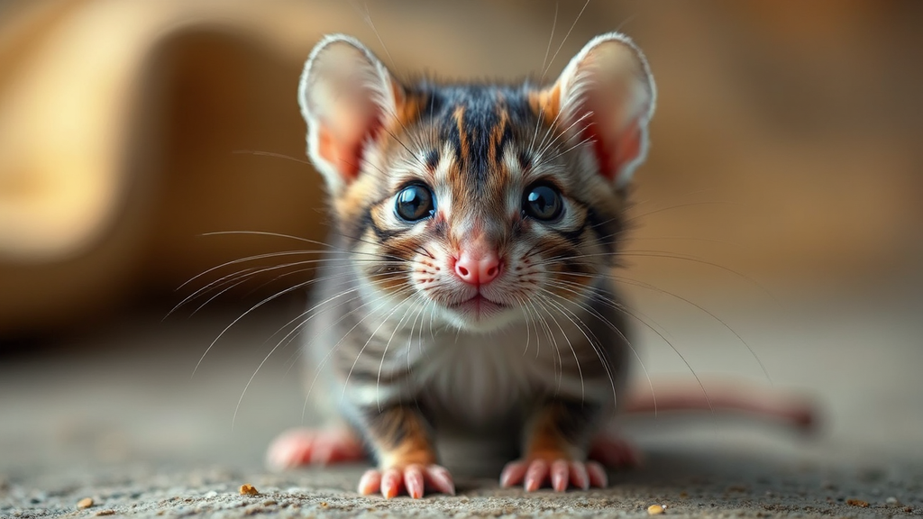 Rat-kitten with distinct feline
