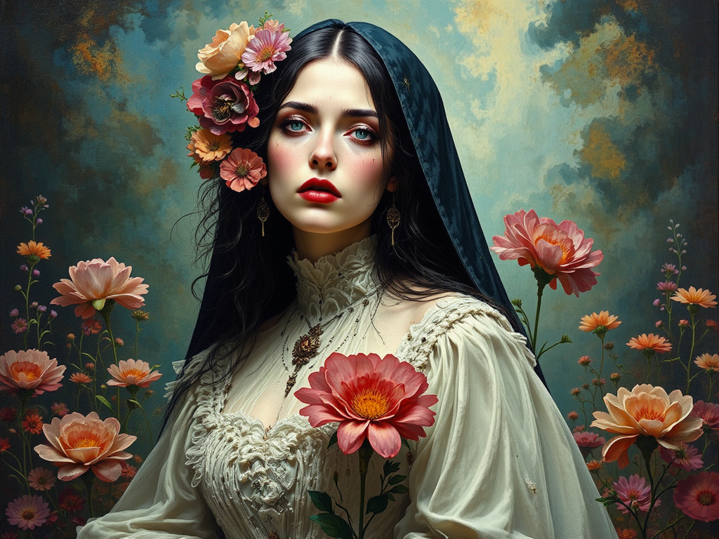 A medieval priestess in