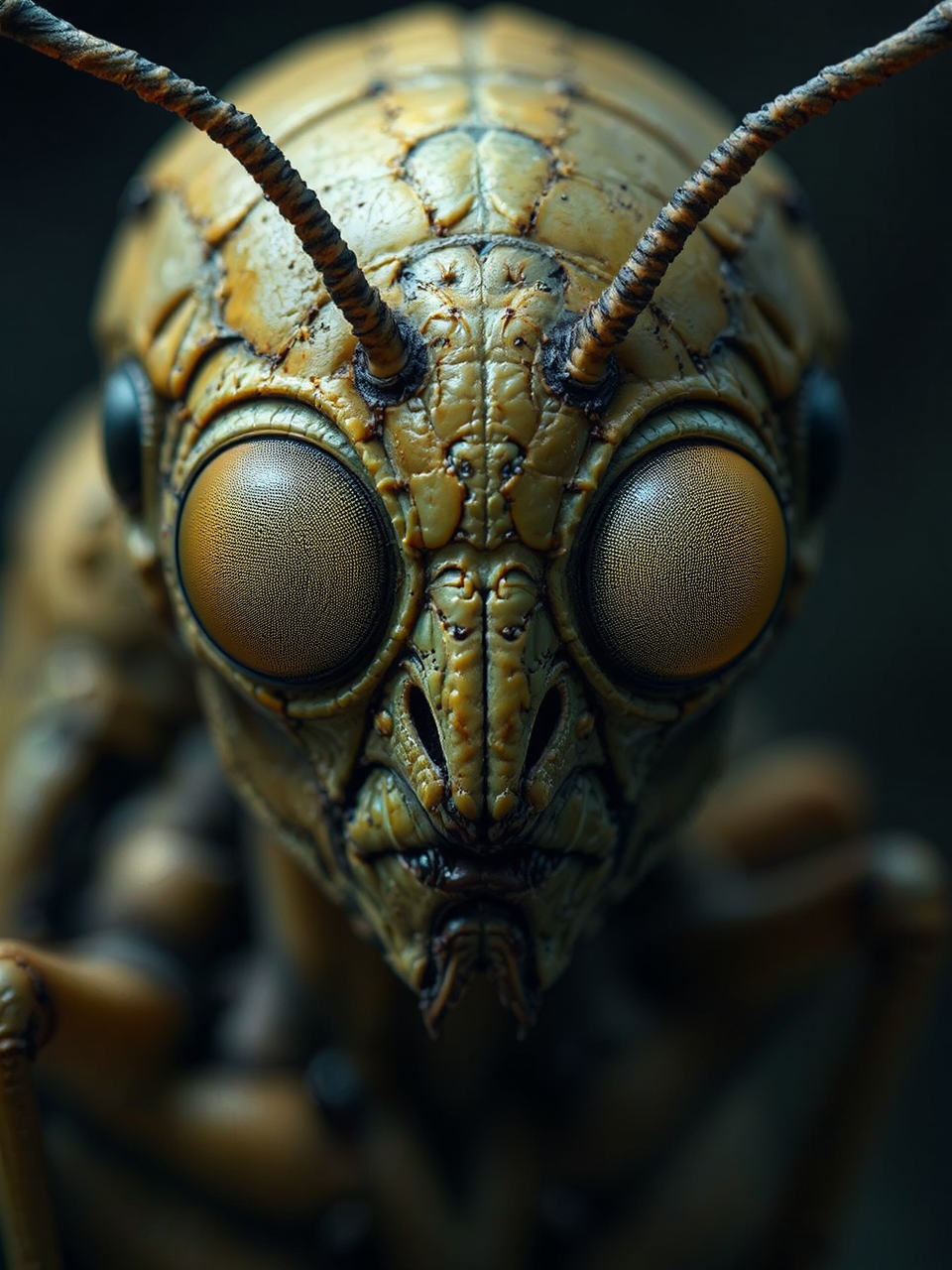 Human insect with glowing