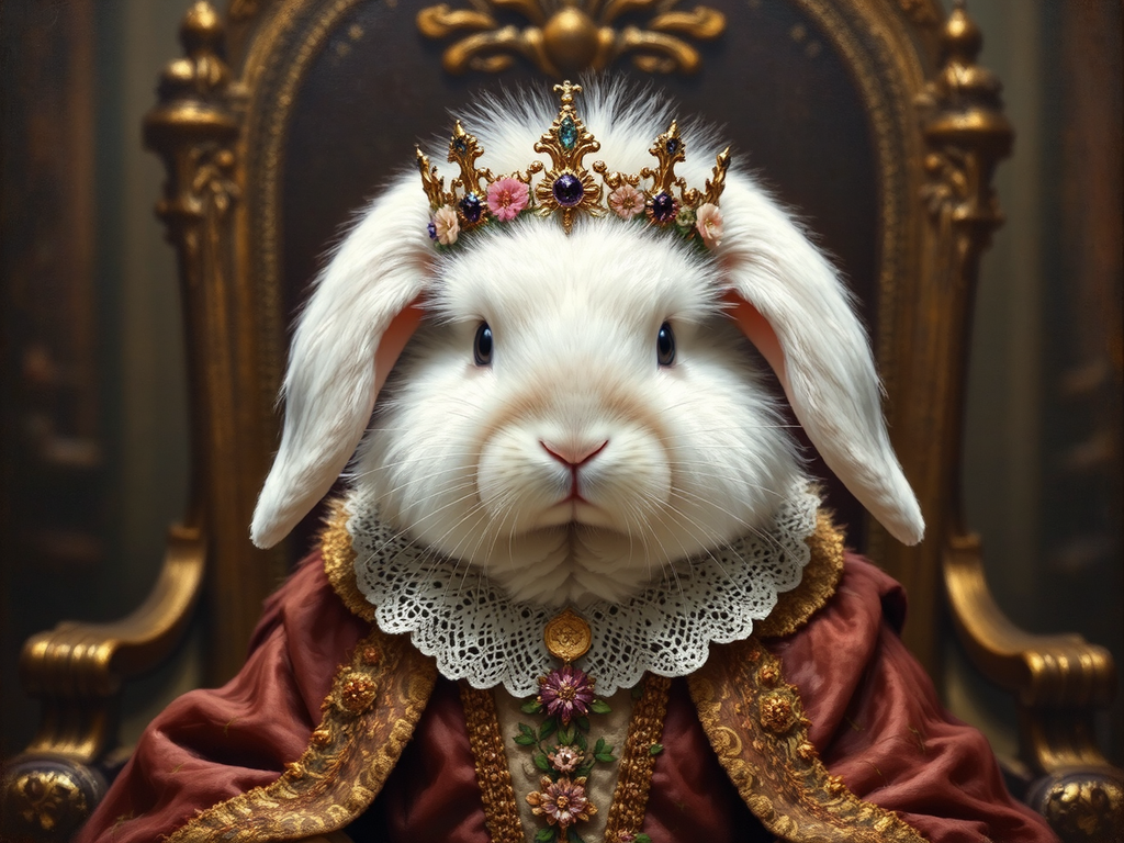 Fluffy bunny in royal