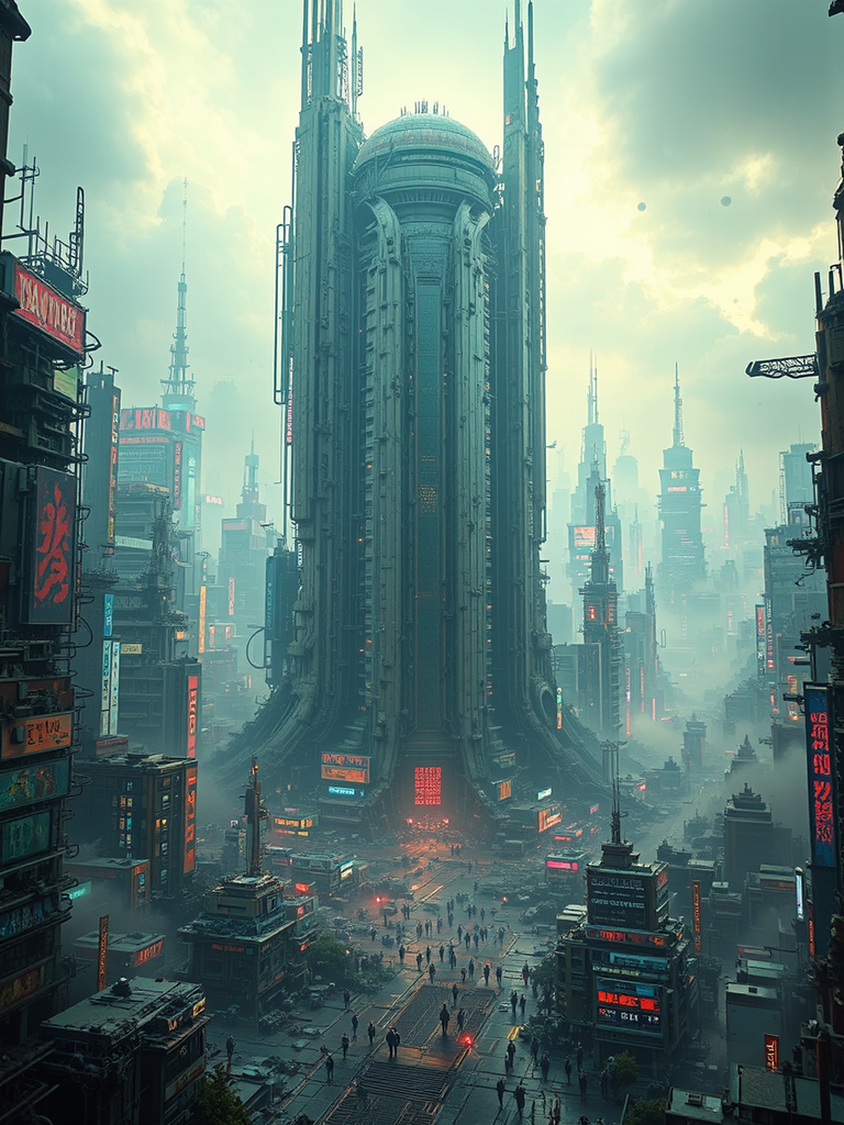 Massive cyberpunk futuristic Tokyo