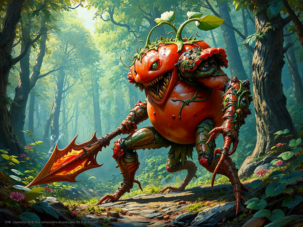 Anthropomorphic tomato with fungal