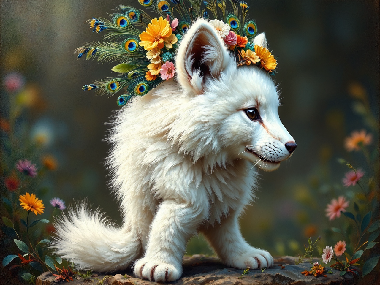 Cute wolf-lion-cat hybrid creature.