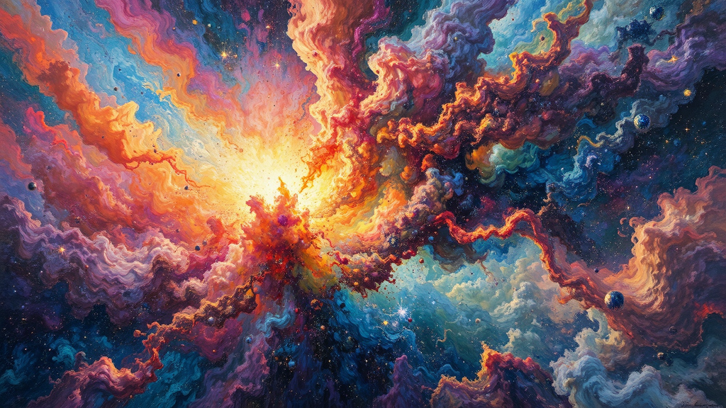 Multicolored nebula explosion artwork.