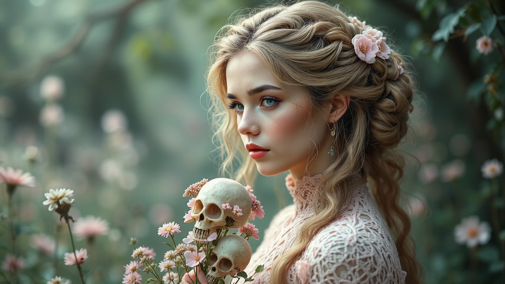 Dreamy woman in ancient