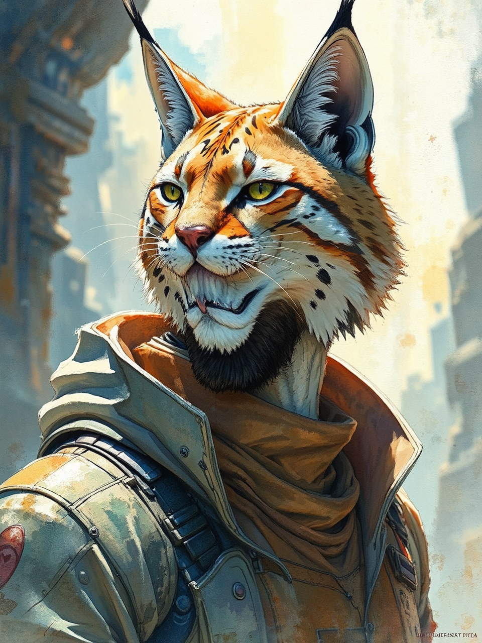 Masculine engineer with lynx