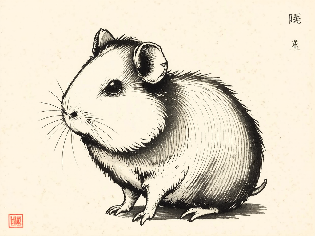 Guinea pig in ink