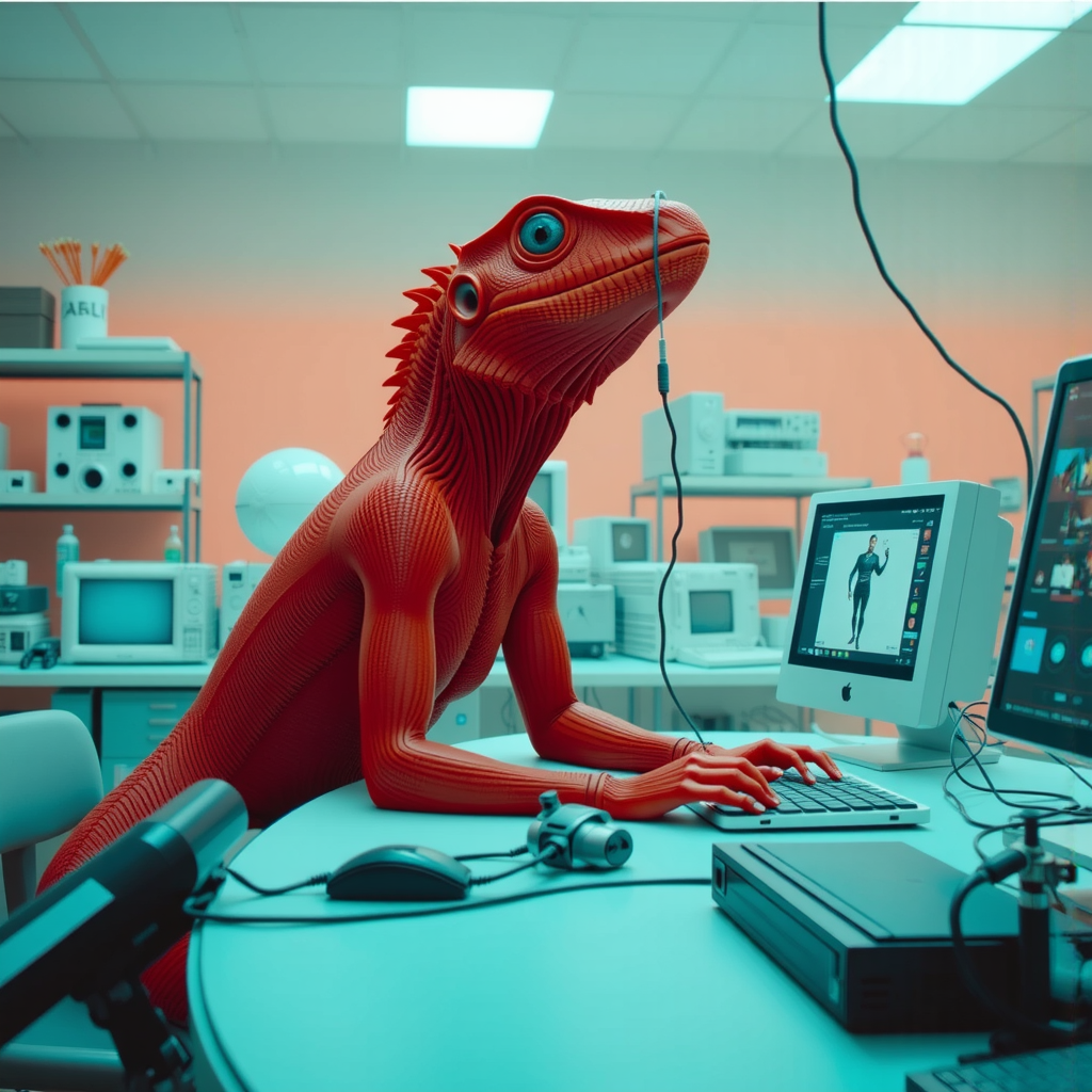 Red lizardman in a