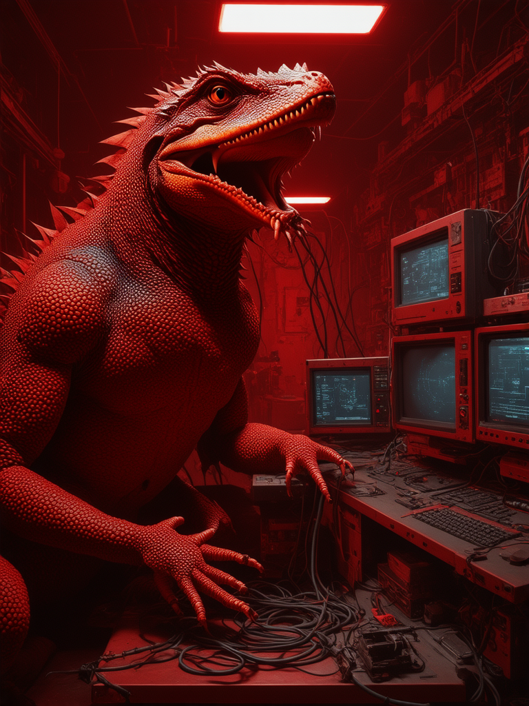 Red lizardman in a