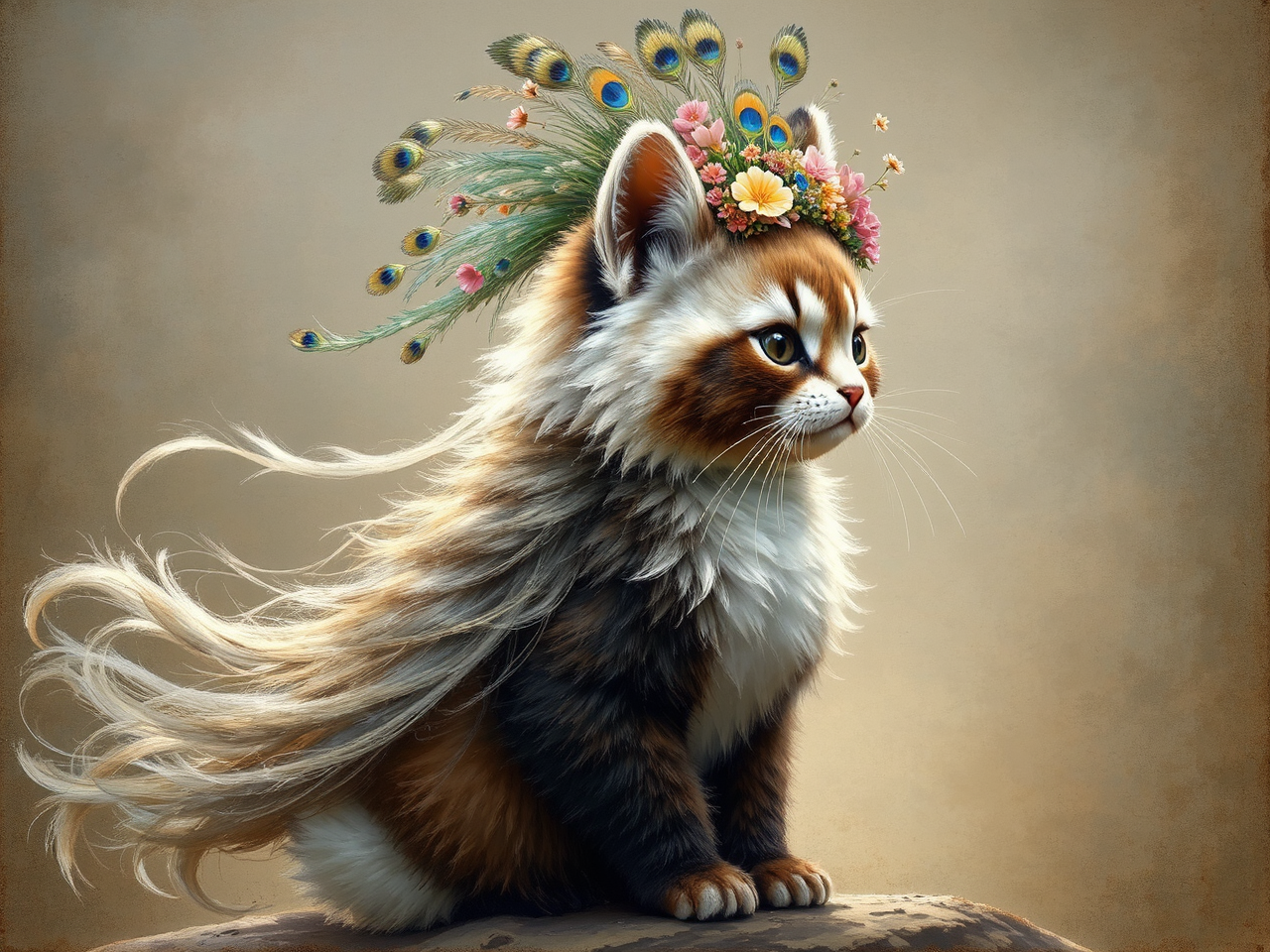 Kitten-panda-bunny hybrid in regal