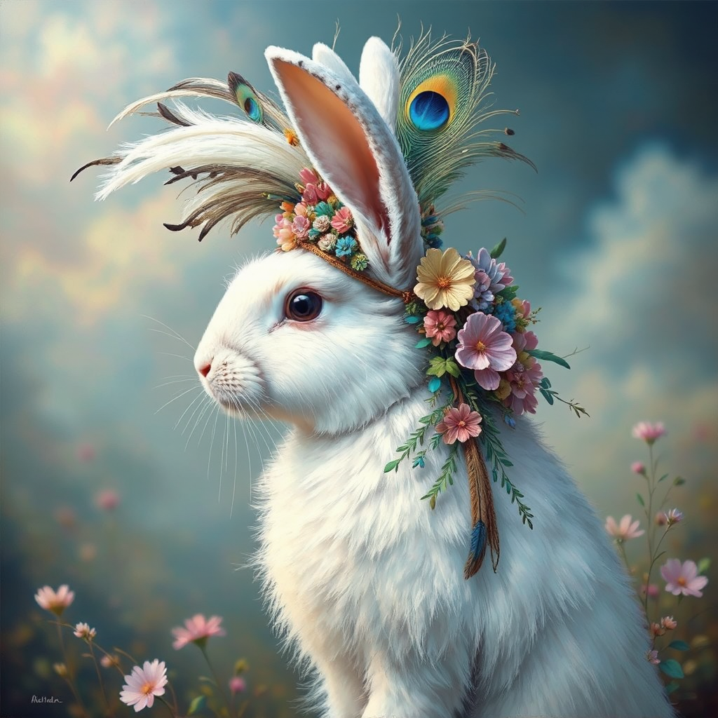 White rabbit in a