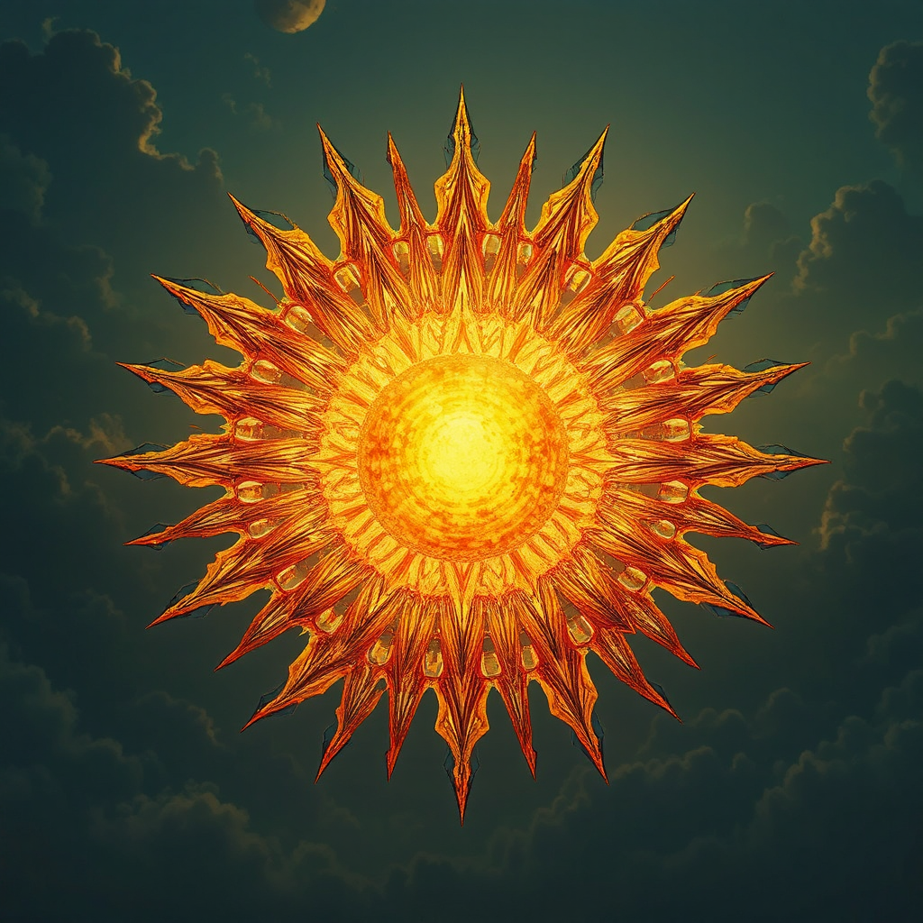 Anthropomorphic sun with human