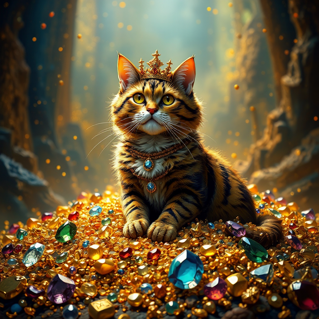 Regal cat amidst gold