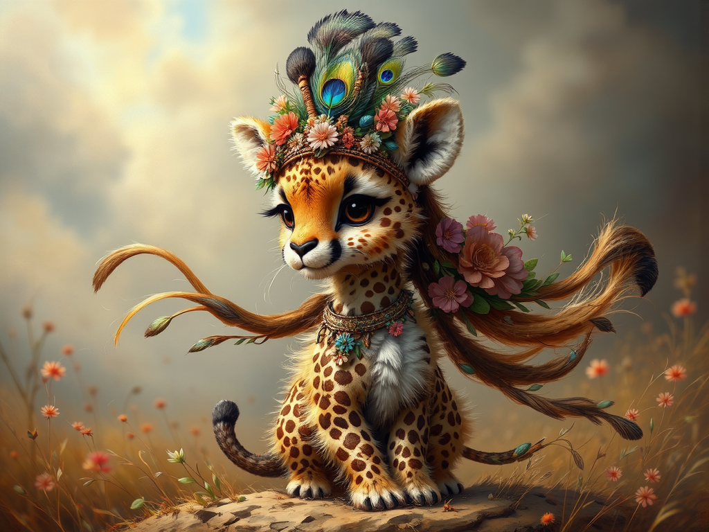 Cute giraffe-cheetah hybrid with