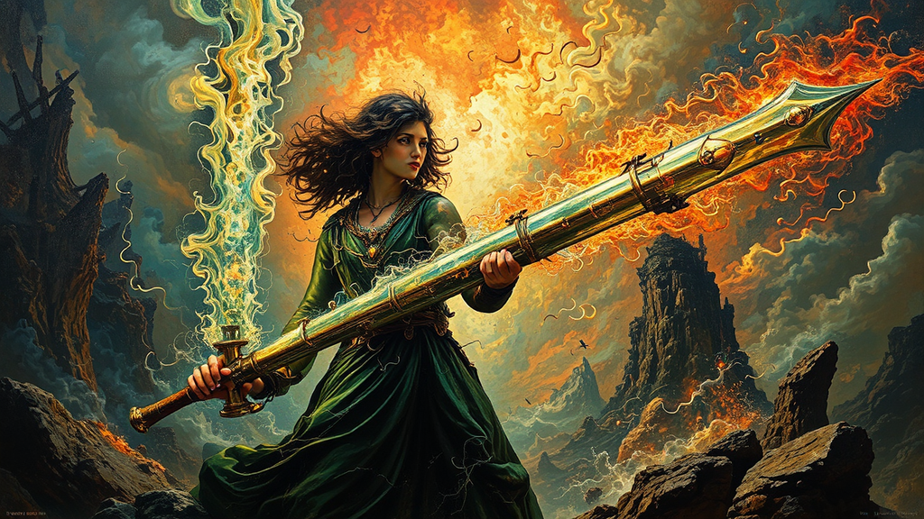 Man wielding a sword-like