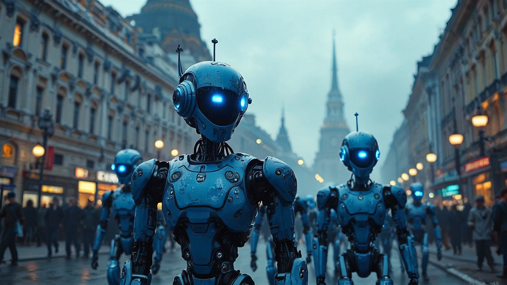 Robots walking Kiev streets