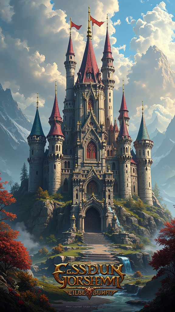 Castle in fantasy landscape.