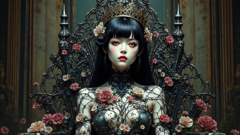 A woman sits on