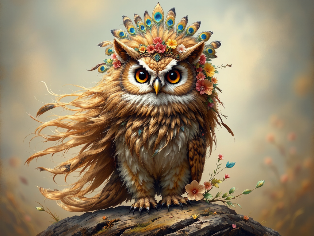 Cute lion owl mixed