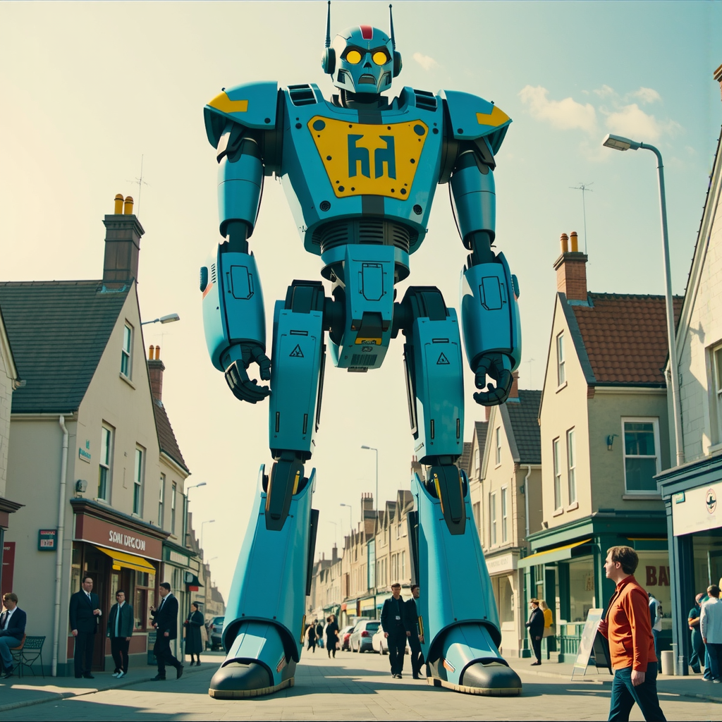 Giant robot in seaside