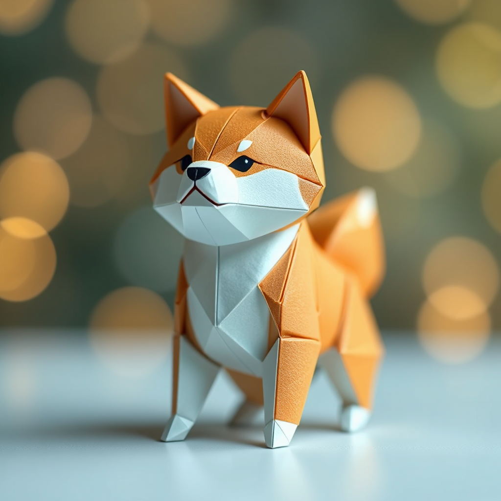 Origami shiba inu figurine.