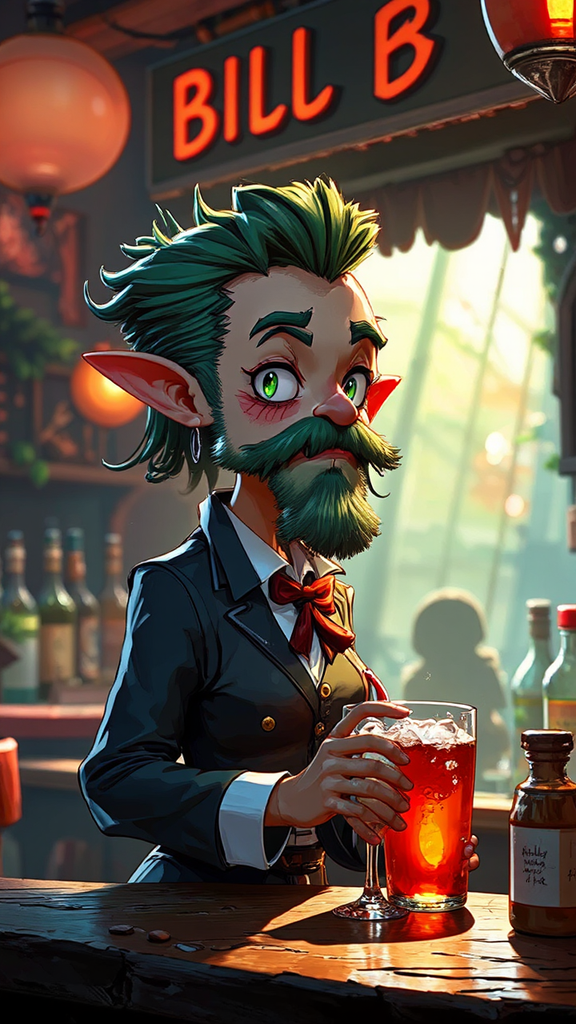 Fantasy bar scene with