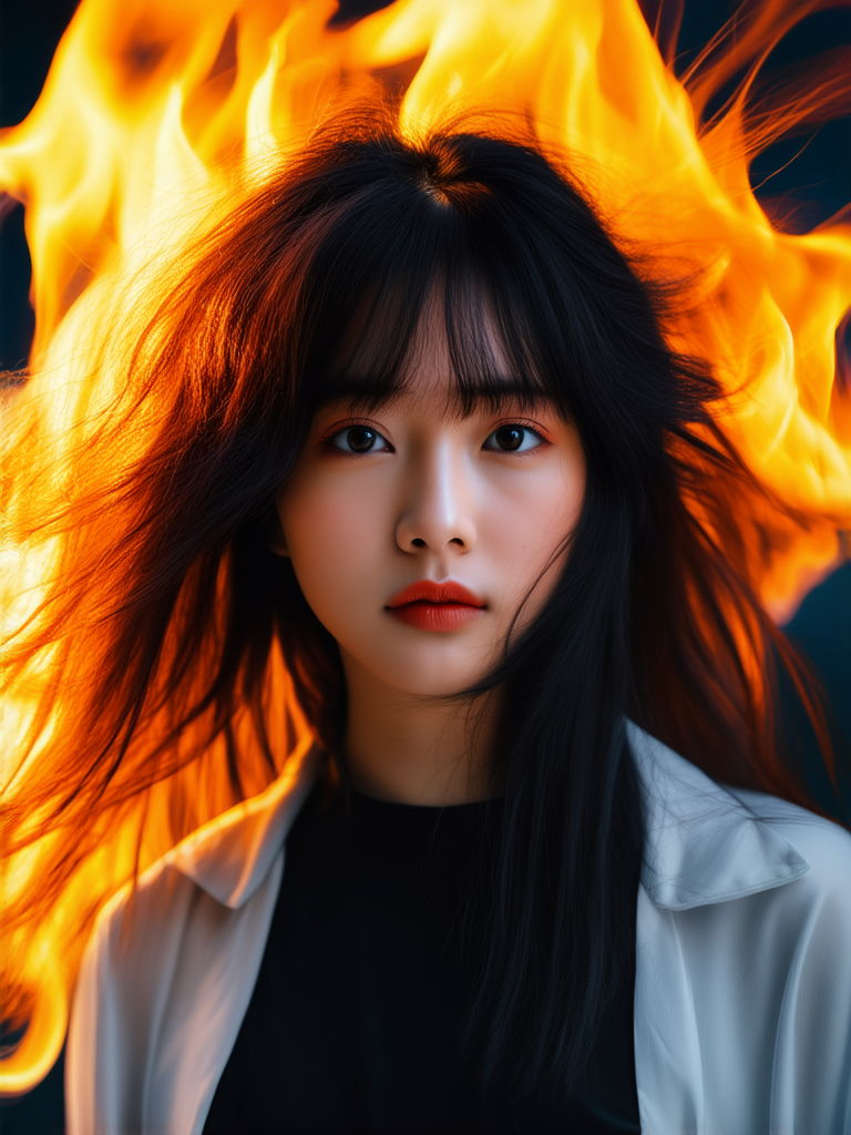 Korean teenager with fiery