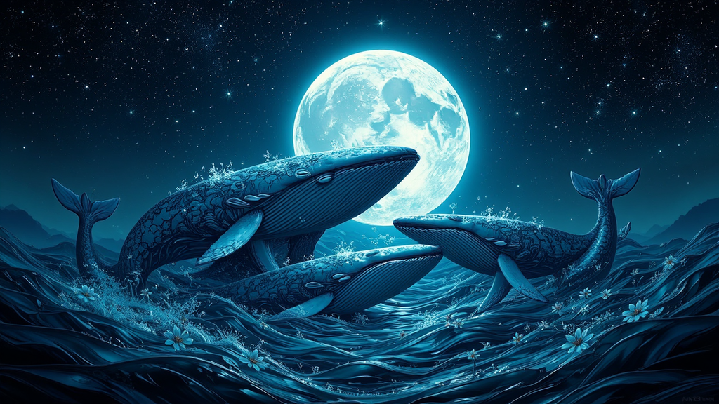 Whales in starry celestial