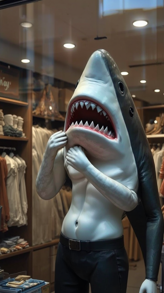 Shark attacks mannequin in