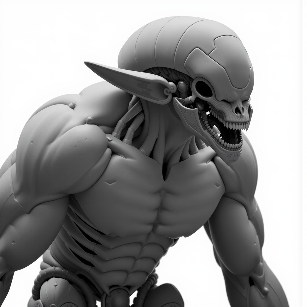 A muscular figure with