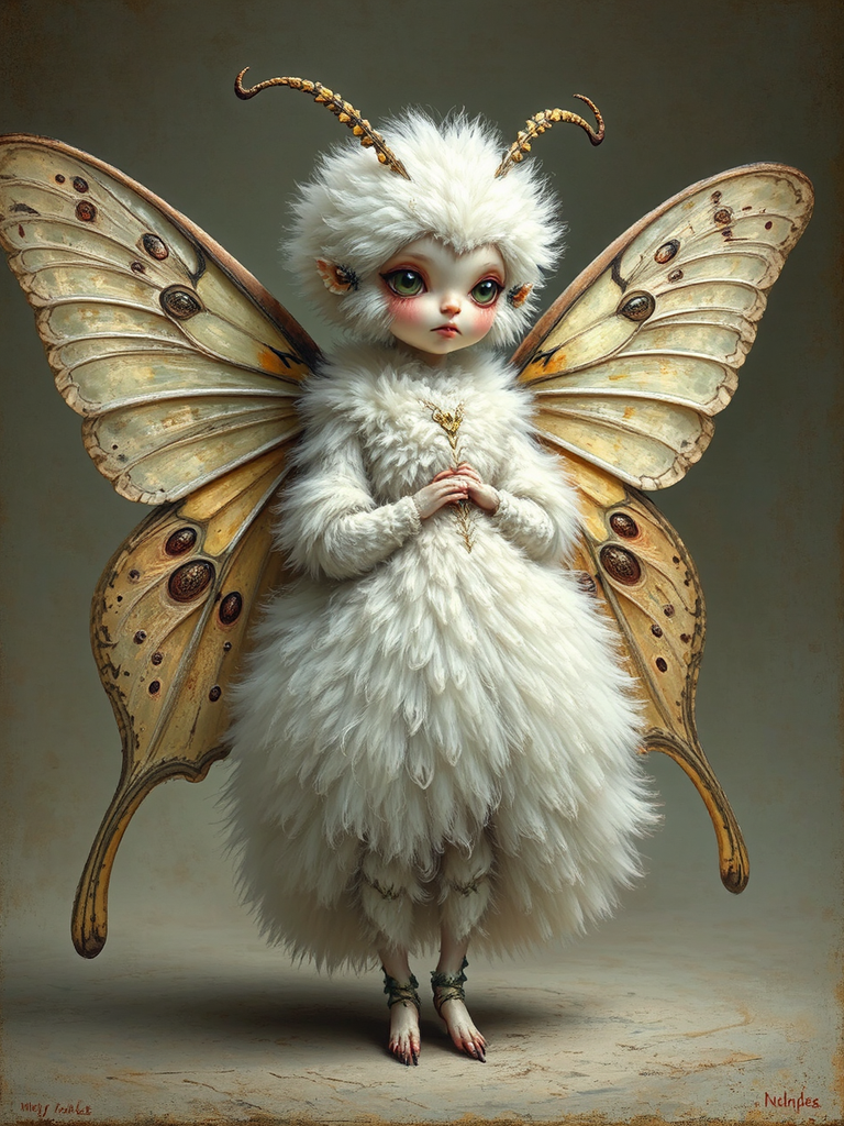 Cute moth-human hybrid with