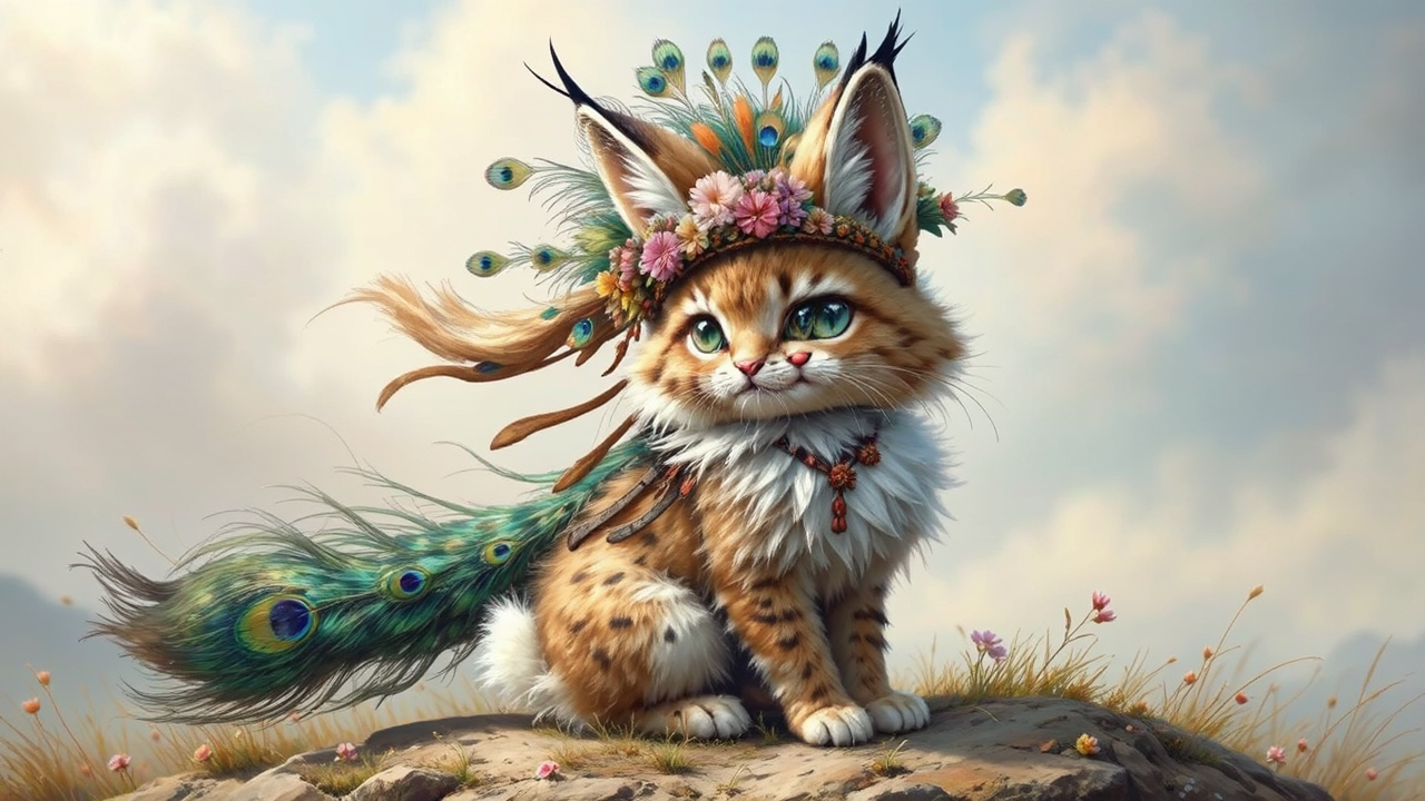 Furry animal with peacock